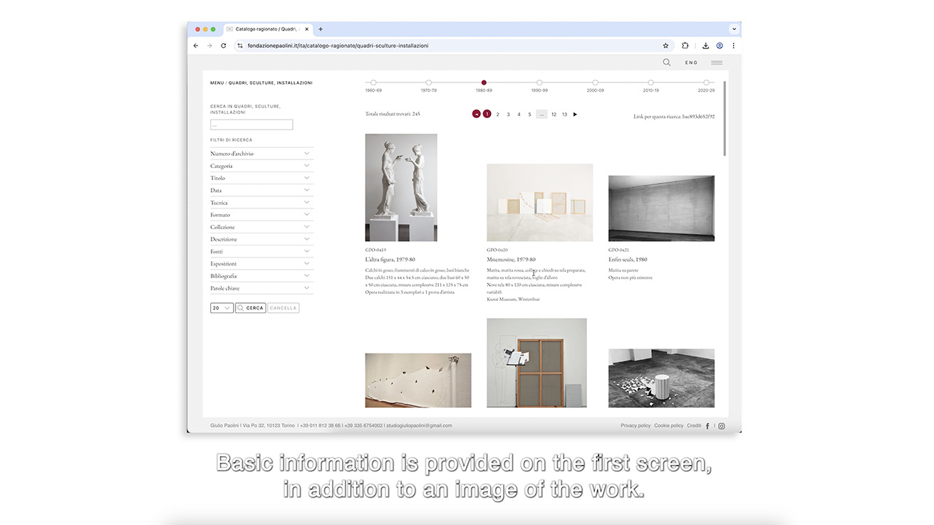 Giulia De Giorgi presenta il Catalogo ragionato online